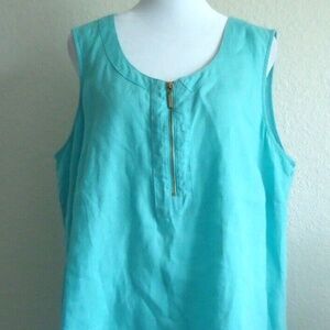 Ellen Tracey Women's Linen Blue Top Size-XL